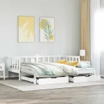 Pat de zi cu extensie și sertare fără saltea, alb, 80x200 cm GartenMobel Dekor