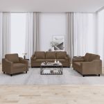 Set de canapele cu perne, 3 piese, maro, textil GartenMobel Dekor