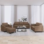 Set de canapele cu perne, 4 piese, maro, textil GartenMobel Dekor