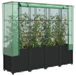 Strat înălțat cu husă de seră, aspect ratan, 160x40x153 cm GartenMobel Dekor