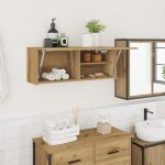 Dulap perete baie stejar artizanal, 80x25x30 cm, lemn prelucrat GartenMobel Dekor