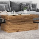 Măsuță de cafea cu lumini LED, stejar artizanal, 90x50x40 cm GartenMobel Dekor