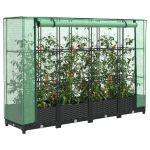 Strat înălțat cu husă de seră, aspect ratan, 160x40x123 cm GartenMobel Dekor