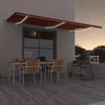 Copertină automată senzor vânt&LED, portocaliu/maro, 600x300 cm GartenMobel Dekor