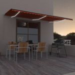 Copertină retractabilă manual, LED, portocaliu&maro, 600x300 cm GartenMobel Dekor