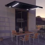 Copertină retractabilă manual cu LED, antracit, 450 x 300 cm GartenMobel Dekor