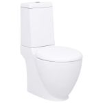 Vas WC toaletă de baie, alb, ceramică, rotund, flux inferior GartenMobel Dekor