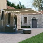 Copertină retractabilă manual cu LED, crem, 400x300 cm GartenMobel Dekor