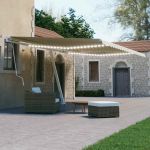 Copertină retractabilă manual cu LED, crem, 600x300 cm GartenMobel Dekor