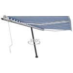 Copertină autonomă retractabilă manual albastru/alb 400x300 cm GartenMobel Dekor