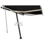 Copertină retractabilă manual cu LED, antracit, 300x250 cm GartenMobel Dekor