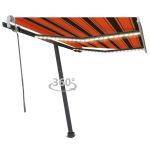 Copertină retractabilă manual cu LED portocaliu&maro 300x250 cm GartenMobel Dekor