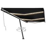 Copertină automată cu senzor vânt & LED, antracit, 600x300 cm GartenMobel Dekor