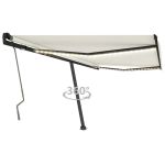 Copertină retractabilă manual cu LED, crem, 450x350 cm GartenMobel Dekor