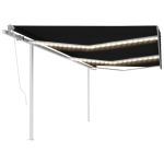Copertină automată cu senzor vânt & LED, antracit, 6x3 m GartenMobel Dekor