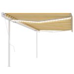 Copertină automată cu senzor vânt & LED, galben&alb, 5x3 m GartenMobel Dekor