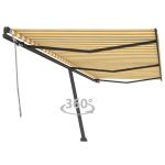 Copertină autonomă retractabilă manual, galben/alb, 600x350 cm GartenMobel Dekor