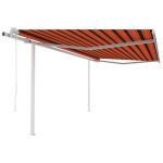 Copertină retractabilă automat cu stâlpi, portocaliu&maro 4x3 m GartenMobel Dekor