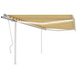 Copertină retractabilă manual, cu LED, galben și alb, 4x3 m GartenMobel Dekor