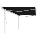 Copertină retractabilă manual, cu stâlpi, antracit, 5x3 m GartenMobel Dekor