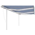 Copertină retractabilă manual cu LED, albastru/alb, 6x3 m GartenMobel Dekor