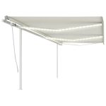 Copertină retractabilă manual cu LED, crem, 6x3 m GartenMobel Dekor