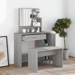Set măsuță de toaletă, gri sonoma, 86,5x35x136 cm GartenMobel Dekor