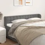 Tăblie de pat cu aripioare gri 163x23x78/88 cm piele ecologică GartenMobel Dekor