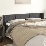 Tăblie de pat cu aripioare gri închis 183x23x78/88 cm catifea GartenMobel Dekor