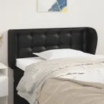 Tăblie de pat cu aripioare negru 93x23x78/88 cm piele ecologică GartenMobel Dekor