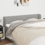 Tăblie de pat cu aripioare gri deschis 163x23x78/88 cm textil GartenMobel Dekor