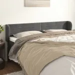Tăblie de pat cu aripioare gri închis 203x23x78/88 cm catifea GartenMobel Dekor
