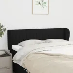 Tăblie de pat cu aripioare negru 147x23x78/88 cm textil GartenMobel Dekor