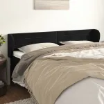 Tăblie de pat cu aripioare negru 203x23x78/88 cm catifea GartenMobel Dekor