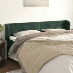 Tăblie de pat cu aripioare verde închis 183x23x78/88 cm catifea GartenMobel Dekor