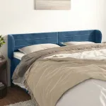Tăblie pat cu aripioare albastru închis 183x23x78/88 cm catifea GartenMobel Dekor