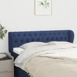 Tăblie de pat cu aripioare, albastru, 147x23x78/88 cm textil GartenMobel Dekor