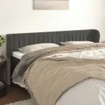 Tăblie de pat cu aripioare gri închis 203x23x78/88 cm catifea GartenMobel Dekor