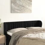 Tăblie de pat cu aripioare negru 147x23x78/88 cm catifea GartenMobel Dekor