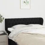 Tăblie de pat cu aripioare negru 163x23x78/88 cm textil GartenMobel Dekor