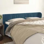 Tăblie pat cu aripioare albastru închis 183x23x78/88 cm catifea GartenMobel Dekor