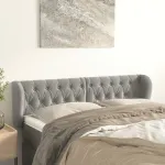 Tăblie de pat cu aripioare gri deschis 147x23x78/88 cm catifea GartenMobel Dekor