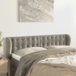 Tăblie de pat cu aripioare gri deschis 147x23x78/88 cm catifea GartenMobel Dekor