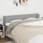 Tăblie de pat cu aripioare gri deschis 163x23x78/88 cm textil GartenMobel Dekor