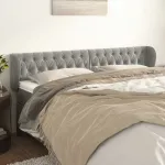 Tăblie de pat cu aripioare gri deschis 183x23x78/88 cm catifea GartenMobel Dekor
