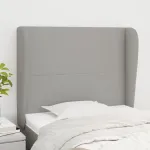 Tăblie de pat cu aripioare gri deschis 83x23x118/128 cm textil GartenMobel Dekor