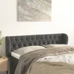 Tăblie de pat cu aripioare gri închis 147x23x78/88 cm catifea GartenMobel Dekor
