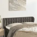 Tăblie de pat cu aripioare gri închis 147x23x78/88 cm catifea GartenMobel Dekor