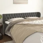 Tăblie de pat cu aripioare gri închis 183x23x78/88 cm catifea GartenMobel Dekor