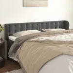 Tăblie de pat cu aripioare gri închis 203x23x78/88 cm catifea GartenMobel Dekor